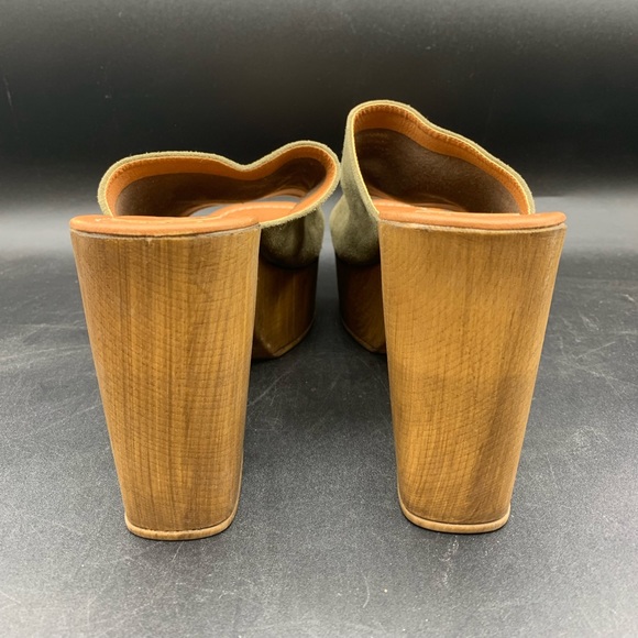 Christian Di Riccio Italy Green Suede Chunky Platform Heels Size 41 10.5 - Picture 3 of 7